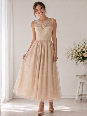 ModCloth Ethereal Romantic Sweetheart Polka Dot Tulle Lace Plunging Back Dress
